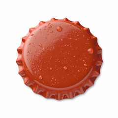 red crown cap with droplets, isolated on white background