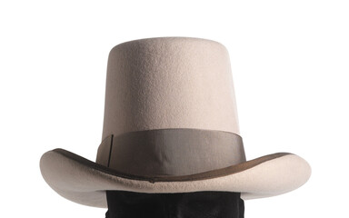 beige top hat, isolated on white background