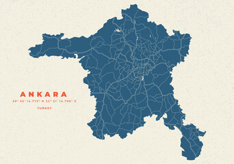 Ankara - Turkey Map Vector Poster and Flyer