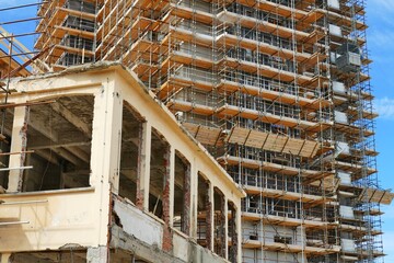 new residential building under construction on a dismissed industrial area