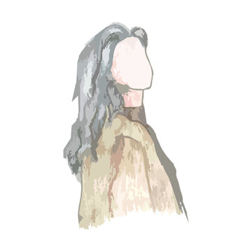 vector illustration of girl character. sketch with colored pencil