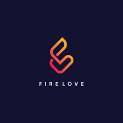 Abstract logo design idea with simple fire and love concept © mlangsen