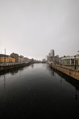 Canal in Malmo, Sweden on a Snowy Day