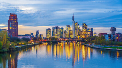 Fototapeta na wymiar Downtown Frankfurt city skyline, cityscape of Germany