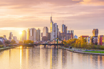 Fototapeta na wymiar Downtown Frankfurt city skyline, cityscape of Germany