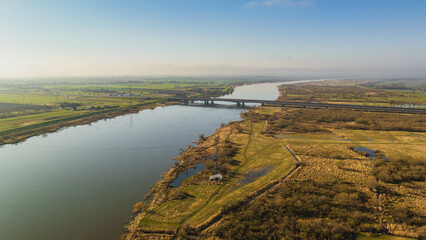 The Vistula river that flows through Żuławy Wislane, Pomerania, Poland.