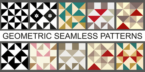 A set of stylish geometric patterns for printing and design.