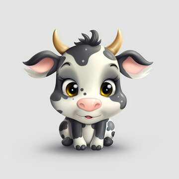 cartoon baby cow. Generative AI