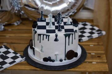 Beautiful shot of a checker board cake