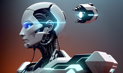 Fototapeta premium A fantastic creature, an android robot from the future, created with the help of artificial intelligence.