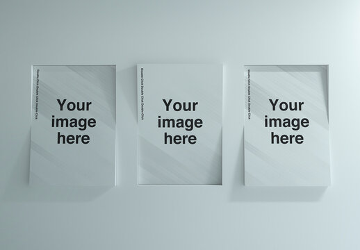 Inclined Louver Wall Poster Mockup 03b
