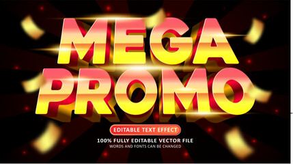 Mega promo pink yellow 3d editable modern text effect