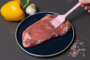 Marinating a piece of steak