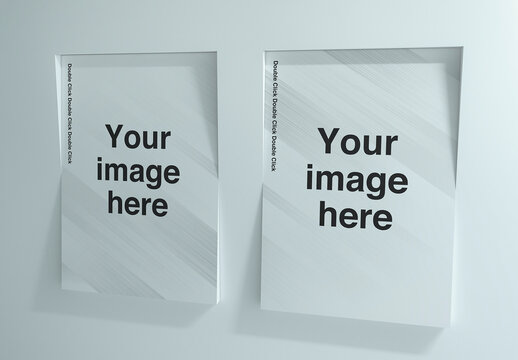 Inclined Louver Wall Poster Mockup 09