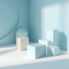 3d render of a modern building squares shapes plants