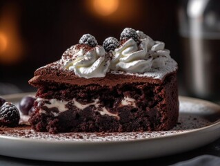 Title: Freshly Baked Chocolate Cake Close-Up Shot.