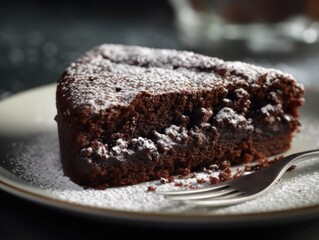 Close-Up of Freshly Baked Chocolate Cake with Bottom Left View.