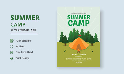 Summer Camp Flyer Template, Kids Summer Camp Flyer Template, Scouts Summer Camp Flyer Template