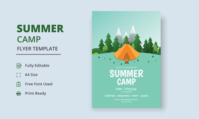 Summer Camp Flyer Template, Kids Summer Camp Flyer Template, Scouts Summer Camp Flyer Template