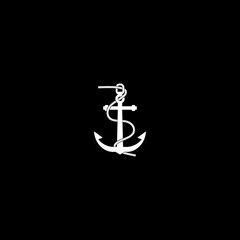 Anchor and rope icon isolated on dark background