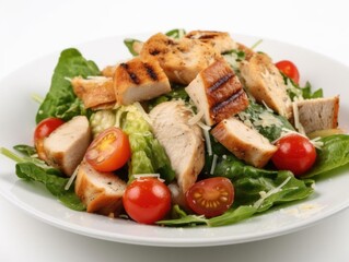 Caesar Salad Close-Up With Grilled Ingredients.