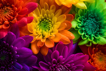 A rainbow of flowers that is from the company of flowers. AI generation
