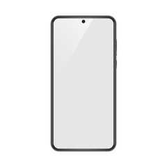 Smartphone vector mockup. Mobile phone template with blank screen. Cell phone device isolated on white background.