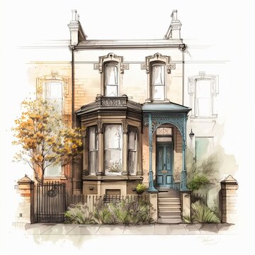 a painting mof an old house in the old town