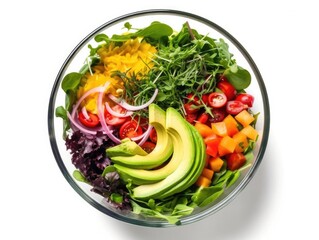 A Colorful and Healthy Salad in a Glass Bowl.