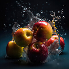 Apple fruit with fresh water. Generative AI.