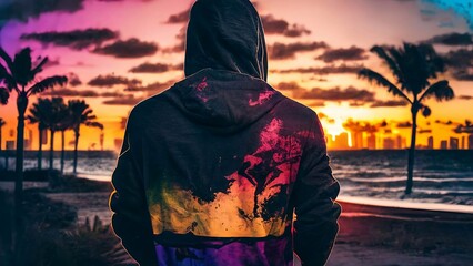 silhouette of a person in the sunset on a beach