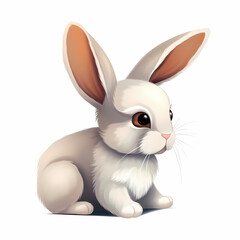 Obraz na płótnie Canvas Baby Rabbit Cartoon Isolated WHite. Generative AI