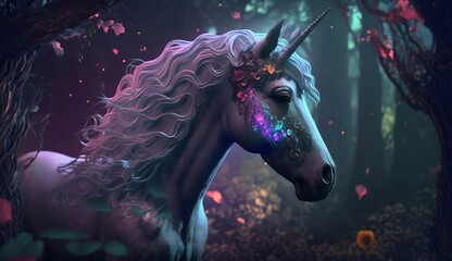 white unicorn in forest