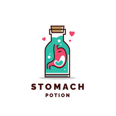 stomach logo vector icon illustration in healing vial