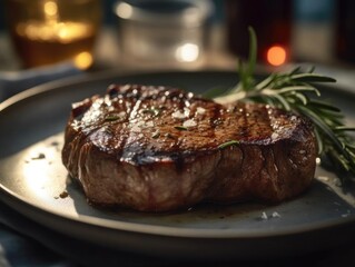 Fototapeta na wymiar Close-Up of Delicious Medium-Rare Grilled Steak.