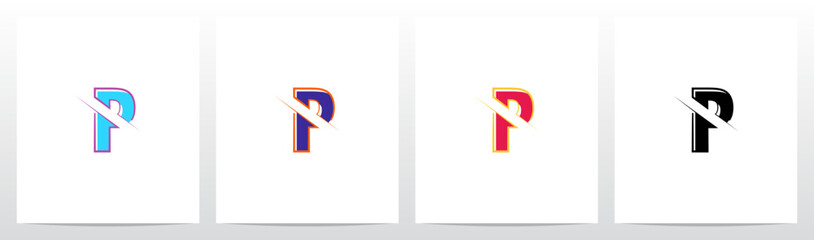 Alphabet Cut Slashed Letter Logo Design P