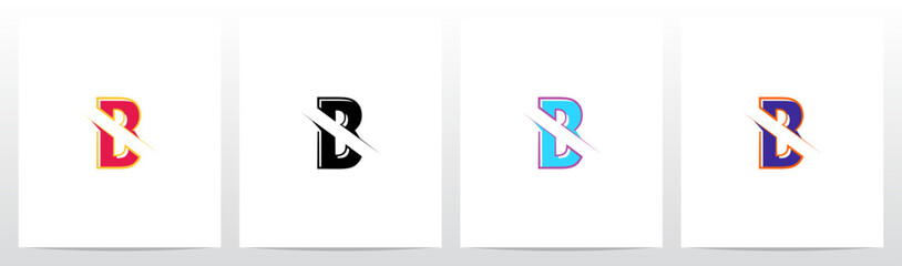 Alphabet Cut Slashed Letter Logo Design B