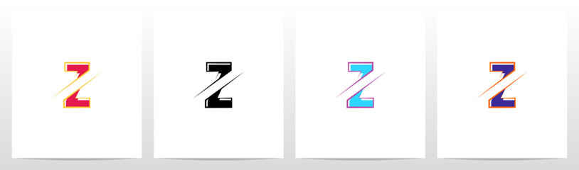 Alphabet Cut Slashed Letter Logo Design Z