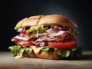 A delicious sandwich with mouth-watering ingredients.