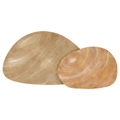 watercolor painting of brown rocks overlapping each other isolated on white