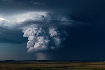 Obraz na płótnie Canvas Epic Battle Between Cumulonimbus Clouds and a Dramatic Sky, ai generated