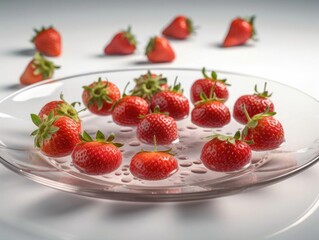Close-Up of Juicy Ripe Strawberries in Top-Left Arrangement.
