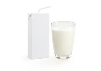 Milk glass and milk carton  isolated PNG transparent