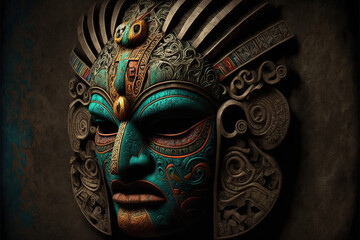 Ilustración de una máscara tribal indígena. Generative AI