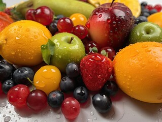 A Platter of Colorful Assorted Food Items in a Drop-Down Shot Image.