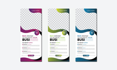 multipurpose business rull up banner design template with three colors