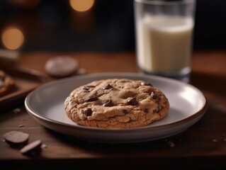 Product photo of freshly baked chocolate chip cookie.