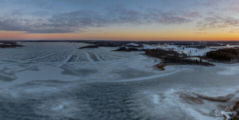 Winter  landscapes in Latvia, in the countryside of Latgale near Siver lake.