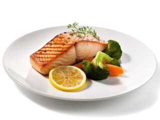 A Grilled Salmon Fillet Served with Tantalizing Flavor, Ready to Savor.
