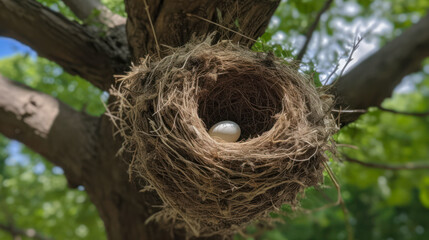 Bird egg inside the nest